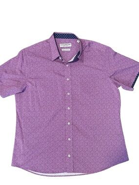 Nick Graham Everywhere Mens XL Stretch Modern Fit Button Up Short Sleeve Purple